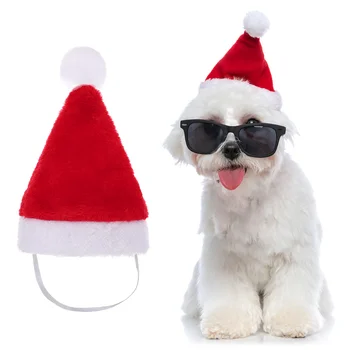 1pc חג המולד לחיות מחמד כובע חתול כלב סנטה תלבושת ואביזרים גור חתלתול מסיבת חג מולד כובע קישוט
